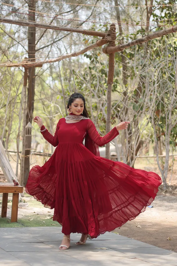 Maroon_Desirable_Fully_Flaired_Gown_Georgette_And_Designer_Embroidered_Dupatta_For_Women