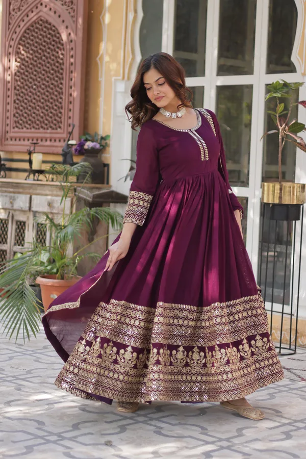 Wine_Readymade_Gown_Push_Premium_For_Women