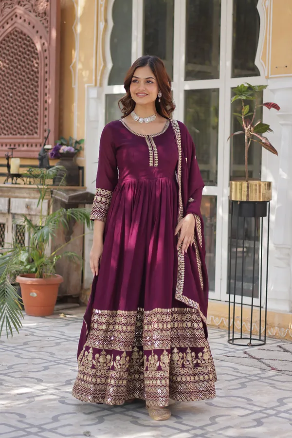 Wine_Readymade_Gown_Push_Premium_For_Women