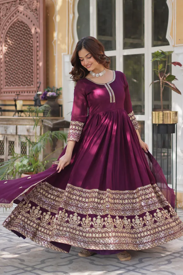 Wine_Readymade_Gown_Push_Premium_For_Women