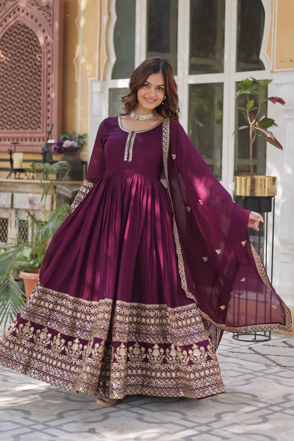 Wine_Readymade_Gown_Push_Premium_For_Women