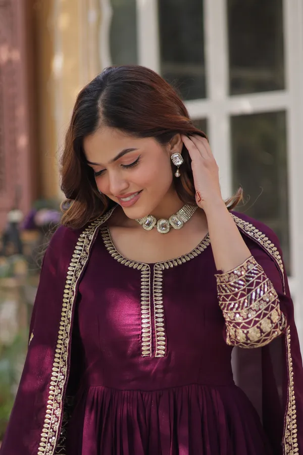 Wine_Readymade_Gown_Push_Premium_For_Women