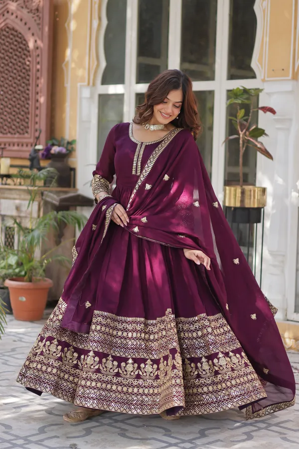 Wine_Readymade_Gown_Push_Premium_For_Women