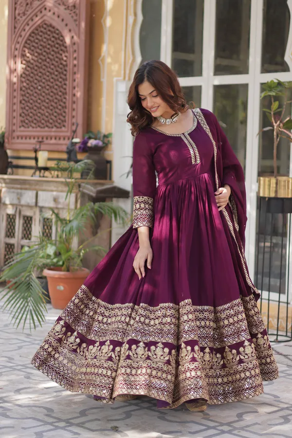 Wine_Readymade_Gown_Push_Premium_For_Women