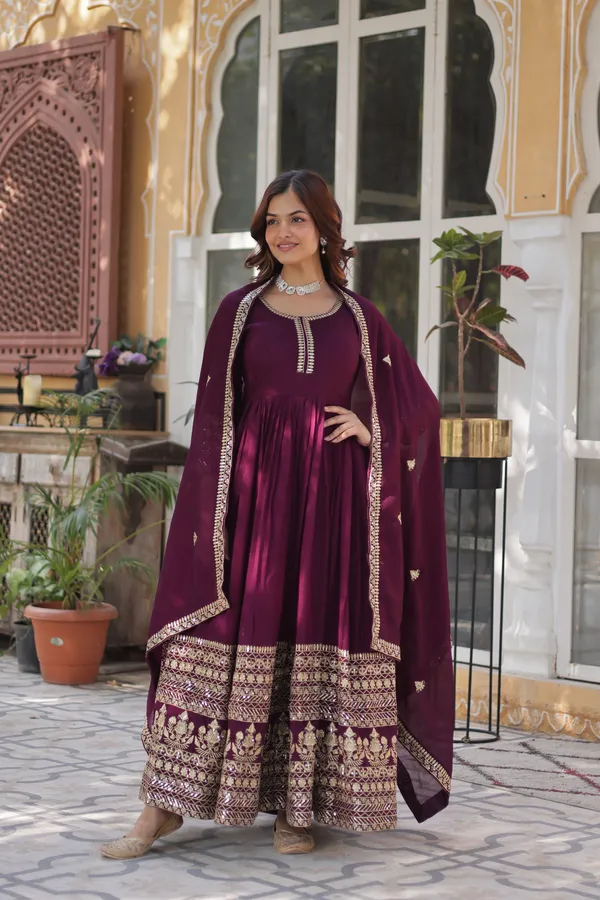 Wine_Readymade_Gown_Push_Premium_For_Women