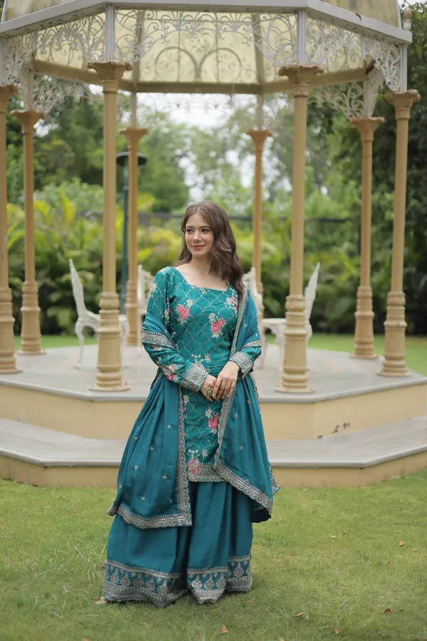 Maroon_Readymade_Kurti_Plazoo_Embroidery_Work_Push_Premium_For_Women
