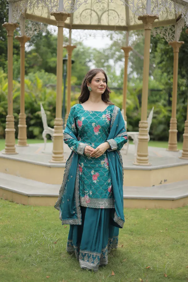 Maroon_Readymade_Kurti_Plazoo_Embroidery_Work_Push_Premium_For_Women