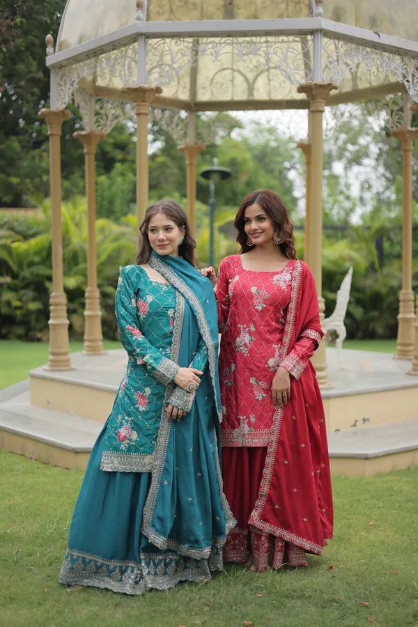 Maroon_Readymade_Kurti_Plazoo_Embroidery_Work_Push_Premium_For_Women