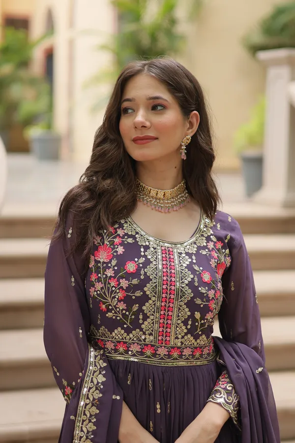 Onion_Faux_Georgette_With_Embroidered_Work_Sharara_Kurti_Push_Premium_For_Women