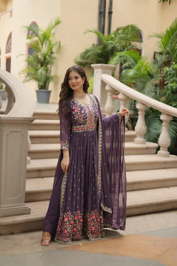 Onion_Faux_Georgette_With_Embroidered_Work_Sharara_Kurti_Push_Premium_For_Women
