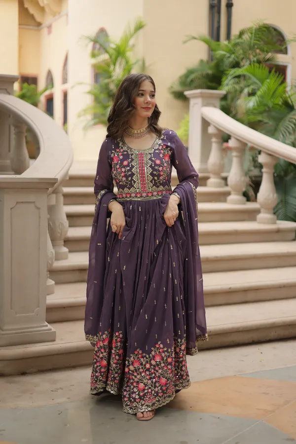 Onion_Faux_Georgette_With_Embroidered_Work_Sharara_Kurti_Push_Premium_For_Women