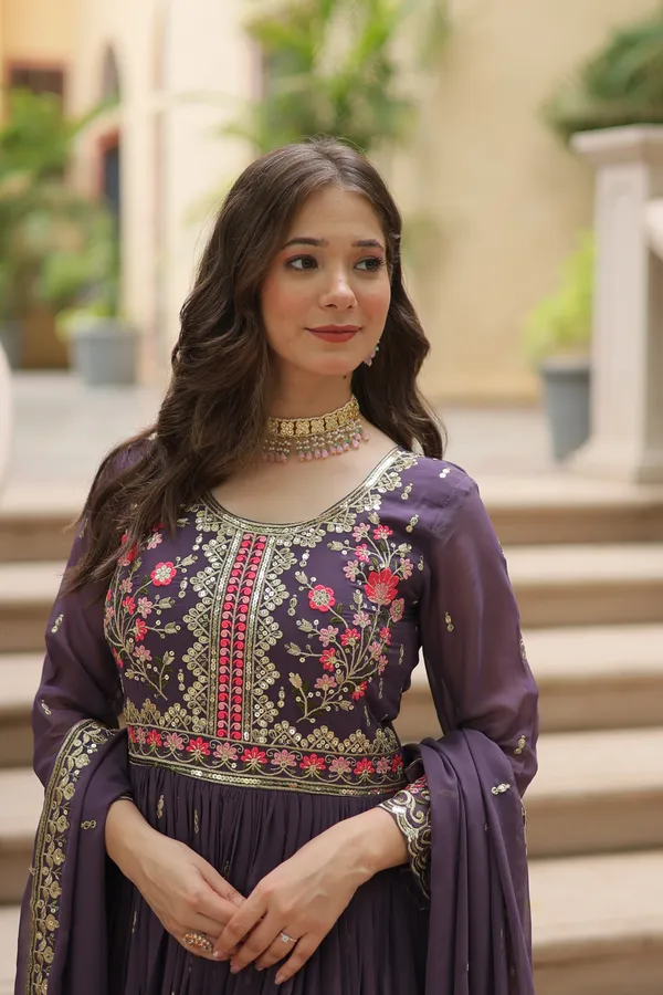 Onion_Faux_Georgette_With_Embroidered_Work_Sharara_Kurti_Push_Premium_For_Women