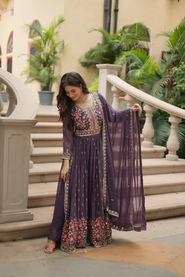 Onion_Faux_Georgette_With_Embroidered_Work_Sharara_Kurti_Push_Premium_For_Women