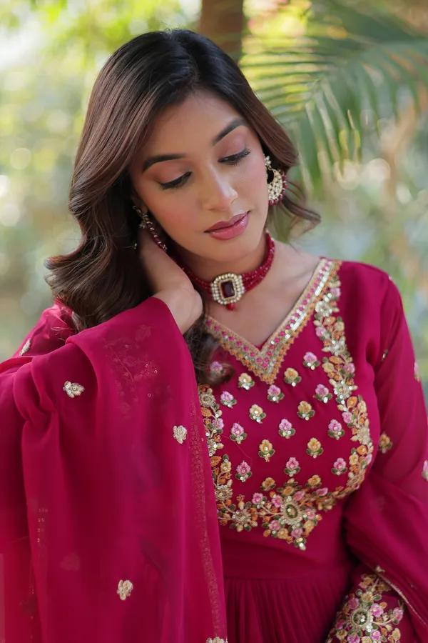 Pink_Embroidery_Faux_Design_Solid_Anarkali_Kurta_With_Dupatta_Set_Push_premium_For_Women