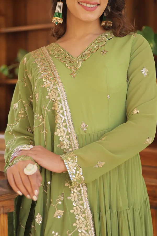 Parrot_Green_Gown_With_Dupatta_Set_Push_Premium_For_Women