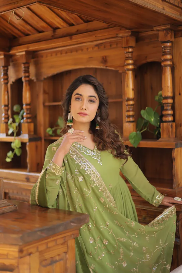 Parrot_Green_Gown_With_Dupatta_Set_Push_Premium_For_Women