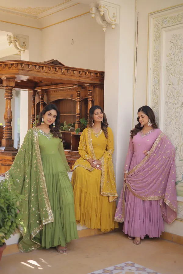 Parrot_Green_Gown_With_Dupatta_Set_Push_Premium_For_Women