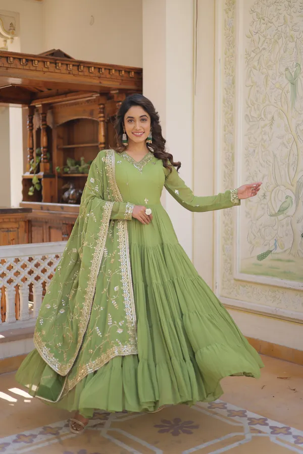 Parrot_Green_Gown_With_Dupatta_Set_Push_Premium_For_Women
