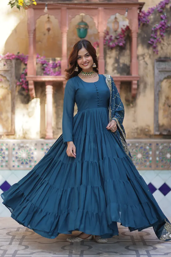 Rama_Desirable__Fully_Flair_Gown_Made_With_Star_Georgette_Fabrics_And_Designer_Embroidered_Dupatta__For_Women