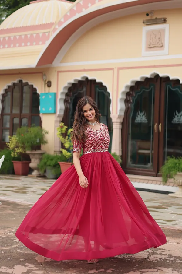 Pink_Faux_Blooming_with_Embroidery_Zari__Gowns_For_Women