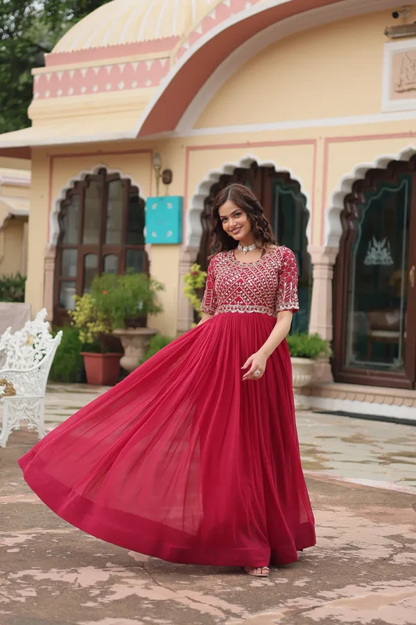 Pink_Faux_Blooming_with_Embroidery_Zari__Gowns_For_Women