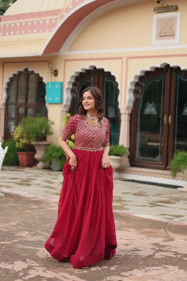 Pink_Faux_Blooming_with_Embroidery_Zari__Gowns_For_Women