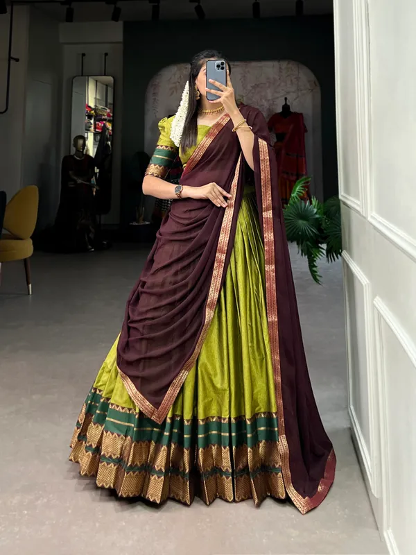 Immerse_Yourself_in_Tradition_with_Our_South_Style_Poly_Cotton_Half_Saree,_Paired_with_an_Elegant_Georgette_Dupatta??