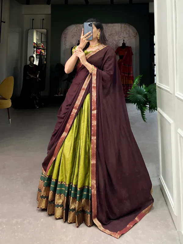 Immerse_Yourself_in_Tradition_with_Our_South_Style_Poly_Cotton_Half_Saree,_Paired_with_an_Elegant_Georgette_Dupatta??