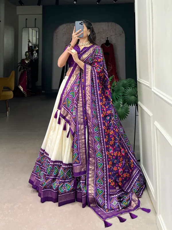 Purple_Tussar_Silk_Wedding_Grace_in_Patola_Print_Lehenga_Choli_For_Women
