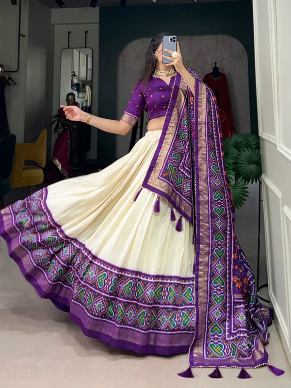 Purple_Tussar_Silk_Wedding_Grace_in_Patola_Print_Lehenga_Choli_For_Women