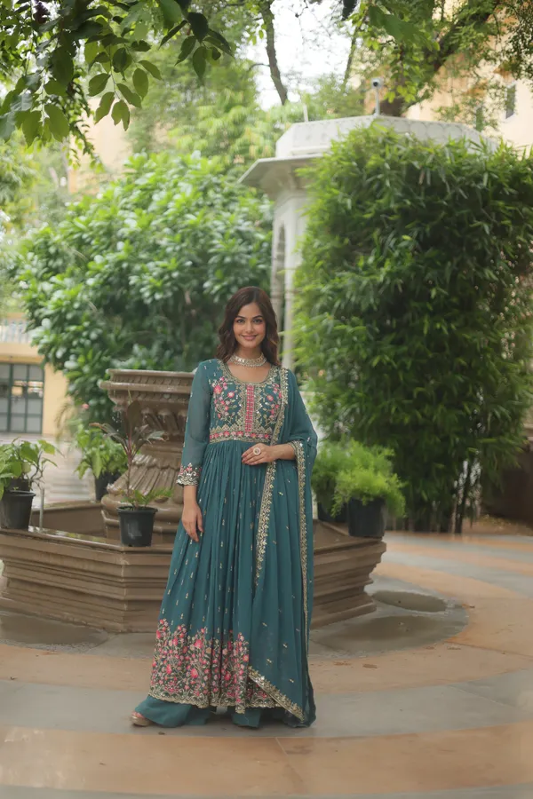 Rama_Faux_Georgette_With_Embroidered_work_Sharara_Kurti_Push_Premium_For_Women