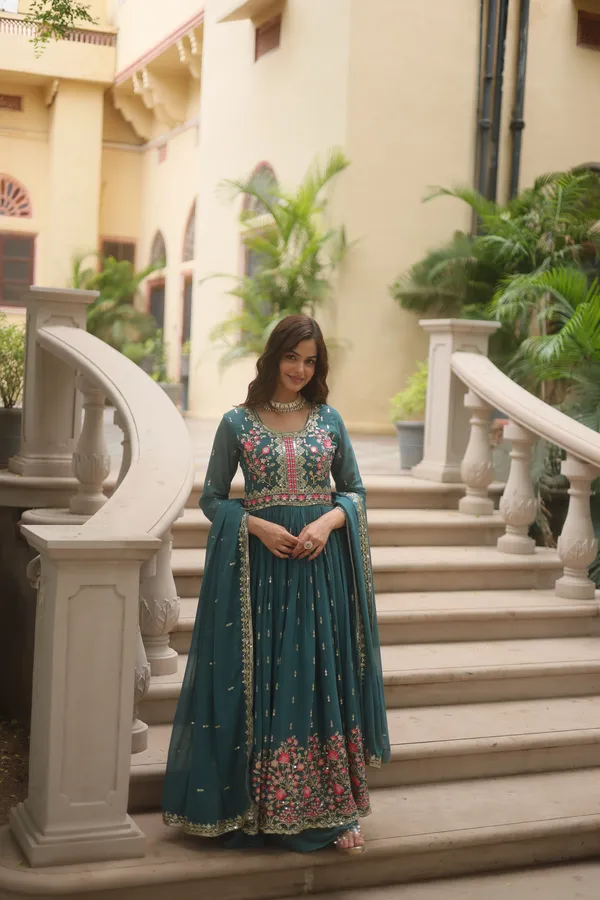 Rama_Faux_Georgette_With_Embroidered_work_Sharara_Kurti_Push_Premium_For_Women