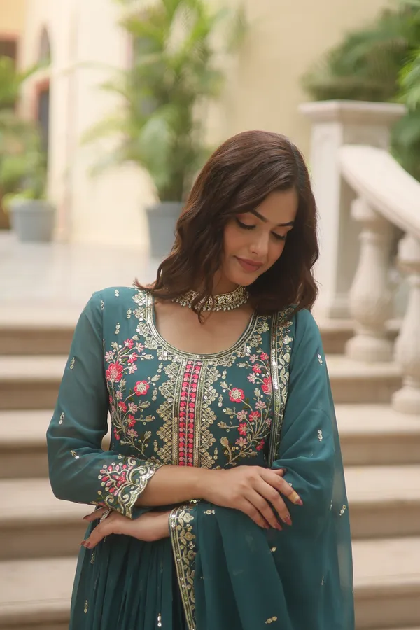 Rama_Faux_Georgette_With_Embroidered_work_Sharara_Kurti_Push_Premium_For_Women