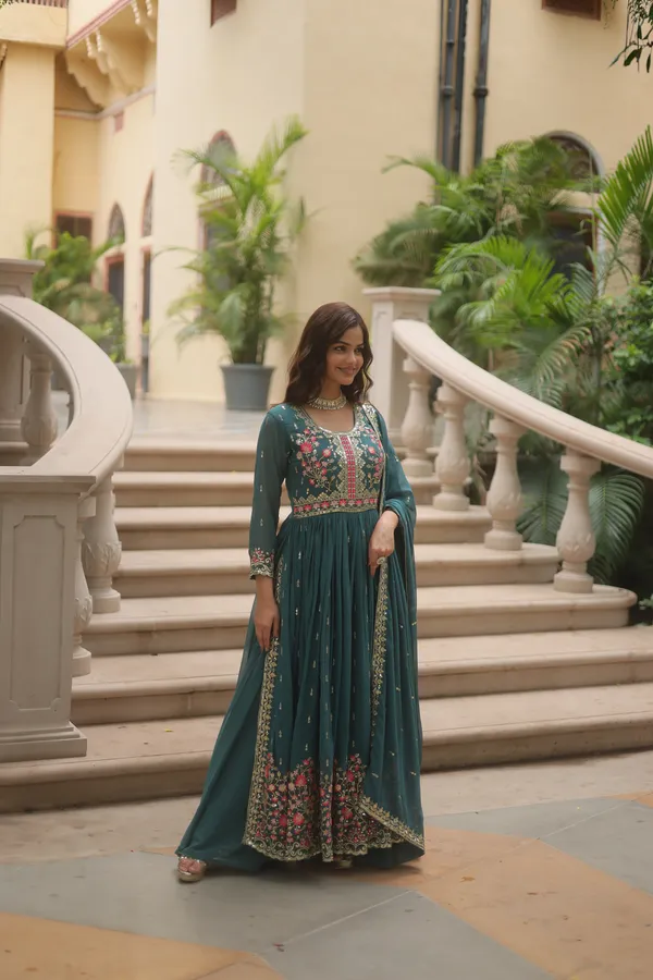 Rama_Faux_Georgette_With_Embroidered_work_Sharara_Kurti_Push_Premium_For_Women