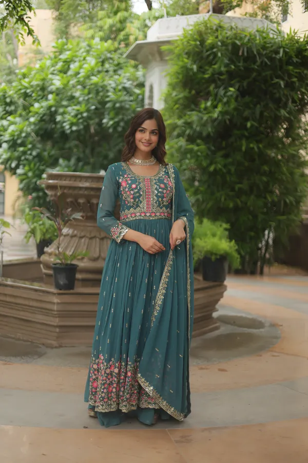 Rama_Faux_Georgette_With_Embroidered_work_Sharara_Kurti_Push_Premium_For_Women