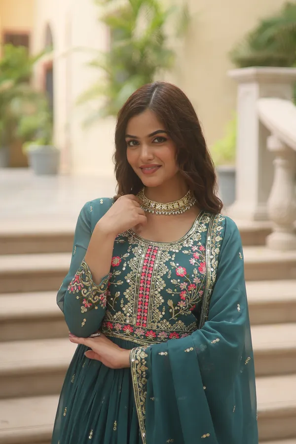 Rama_Faux_Georgette_With_Embroidered_work_Sharara_Kurti_Push_Premium_For_Women