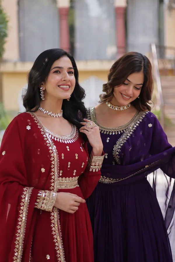 Maroon_Readymade_Gown_Push_Premium_For_Women