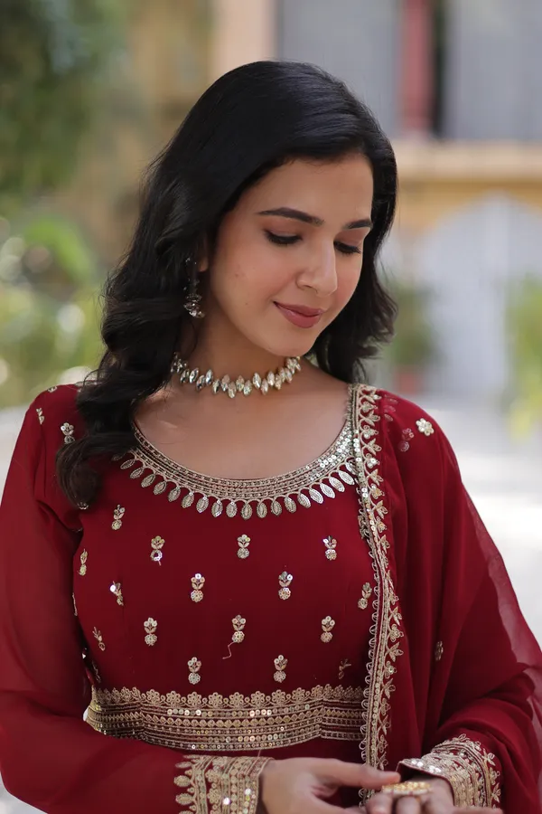Maroon_Readymade_Gown_Push_Premium_For_Women