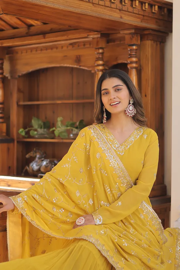 Yellow_Gown_With_Dupatta_Push_Premium_For_Women