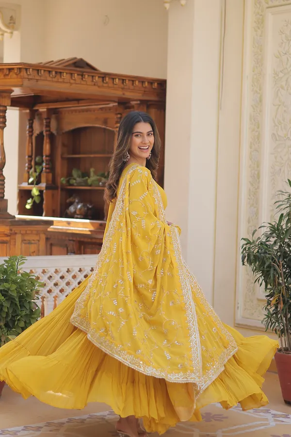 Yellow_Gown_With_Dupatta_Push_Premium_For_Women