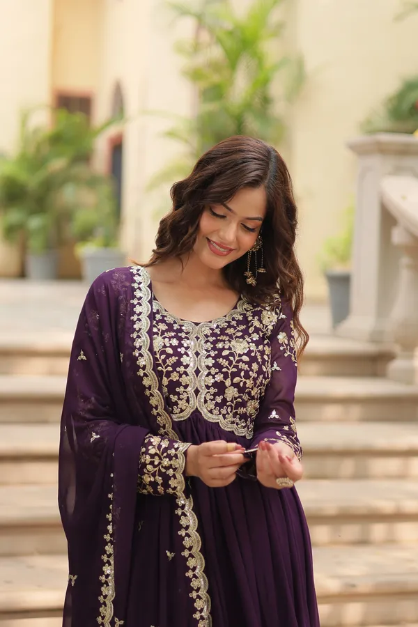 Wine_Faux_Blooming_Gown_Multi_Embroidered_Work_Push_Premium_For_Women
