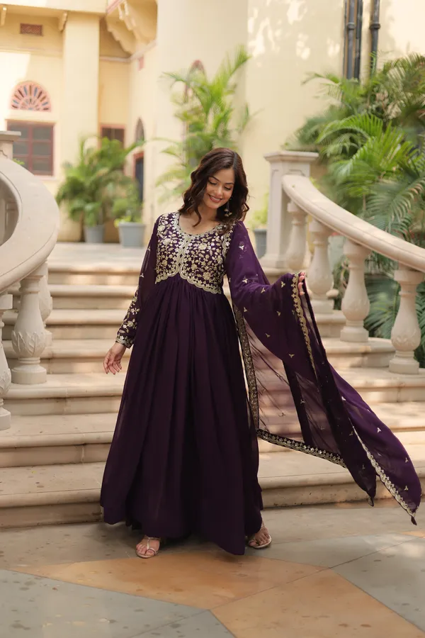 Wine_Faux_Blooming_Gown_Multi_Embroidered_Work_Push_Premium_For_Women