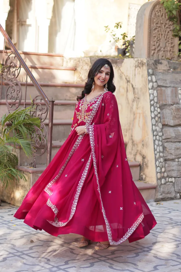 Pink_Readymade_Gown_Push_Premium_For_Women