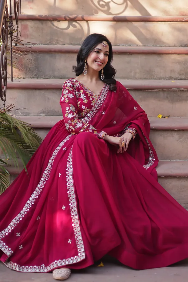 Pink_Readymade_Gown_Push_Premium_For_Women