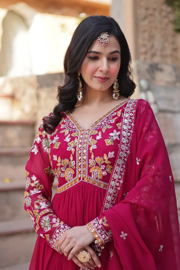 Pink_Readymade_Gown_Push_Premium_For_Women