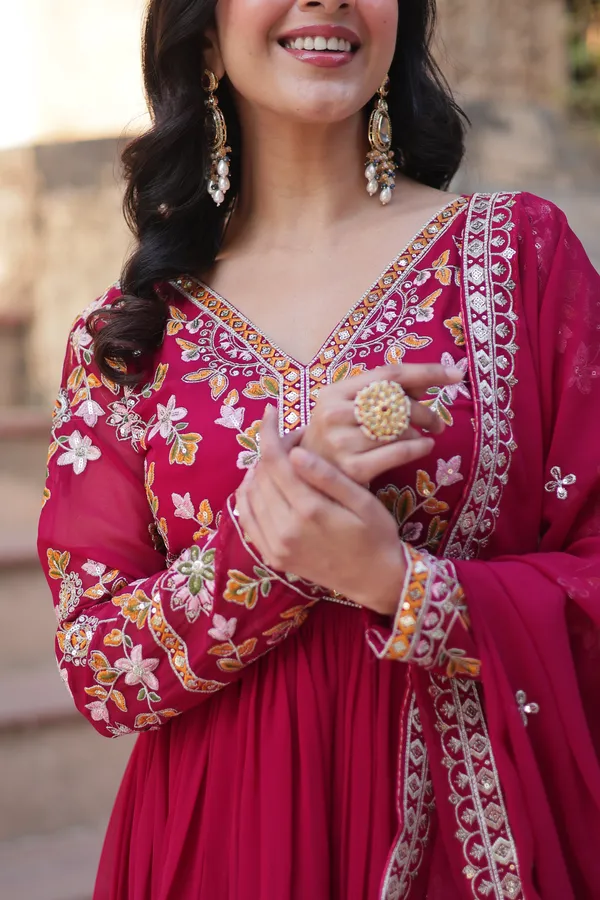 Pink_Readymade_Gown_Push_Premium_For_Women