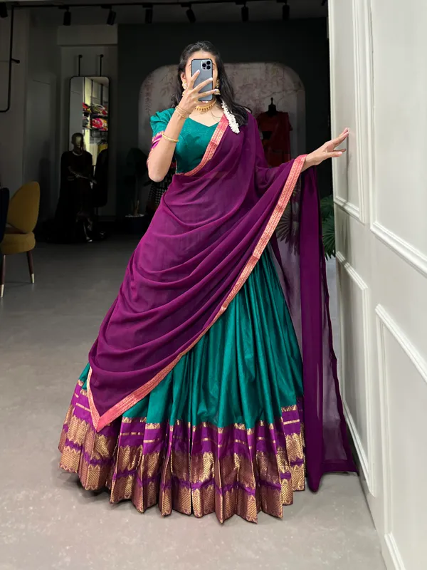 Immerse_Yourself_in_Tradition_with_Our_South_Style_Poly_Cotton_Half_Saree,_Paired_with_an_Elegant_Georgette_Dupatta??