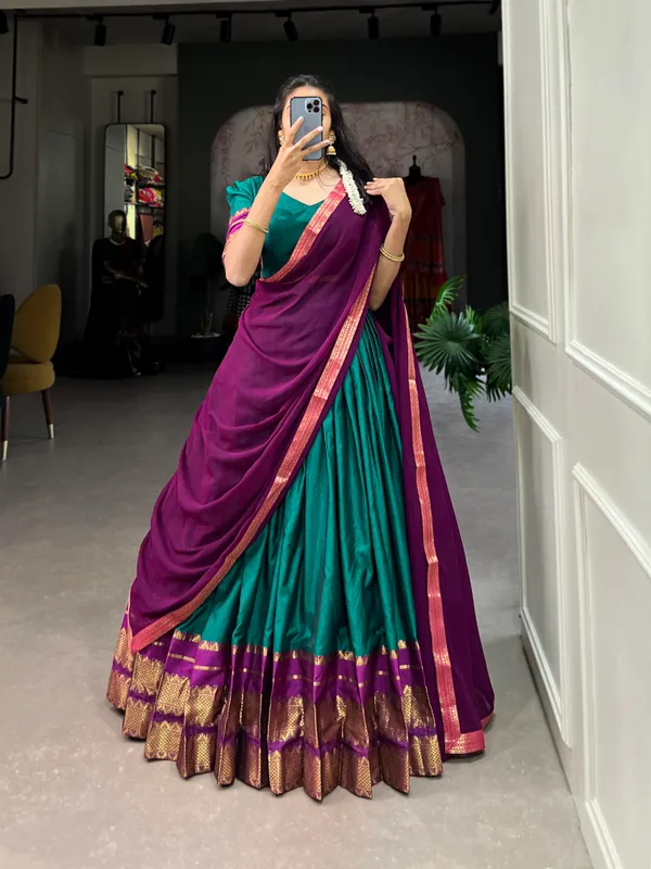 Immerse_Yourself_in_Tradition_with_Our_South_Style_Poly_Cotton_Half_Saree,_Paired_with_an_Elegant_Georgette_Dupatta??