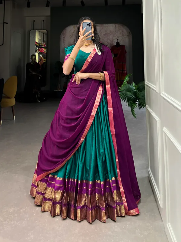 Immerse_Yourself_in_Tradition_with_Our_South_Style_Poly_Cotton_Half_Saree,_Paired_with_an_Elegant_Georgette_Dupatta??