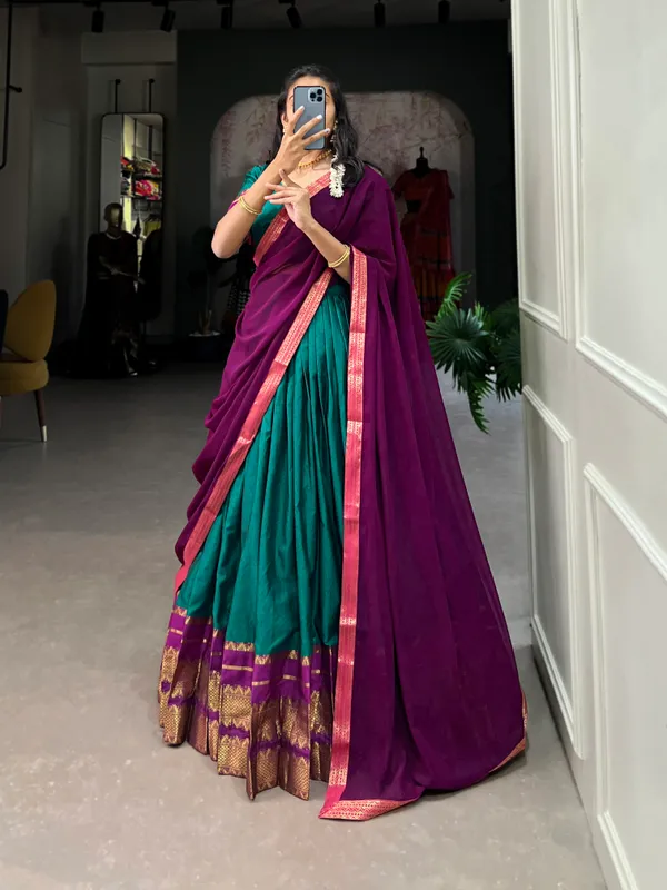 Immerse_Yourself_in_Tradition_with_Our_South_Style_Poly_Cotton_Half_Saree,_Paired_with_an_Elegant_Georgette_Dupatta??